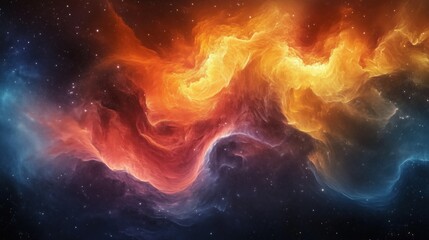 Nebula clouds of gas and dust floating in deep space creating a beautiful and colorful cosmic landscape with stars shining brightly in the background