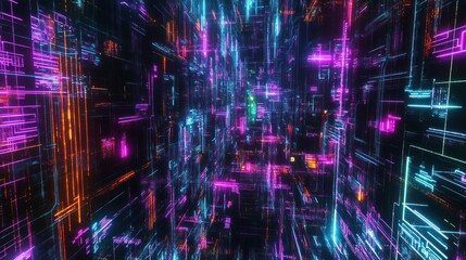 Fototapeta premium Abstract Neon Cityscape