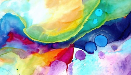 Vibrant Watercolor Abstraction Swirling Colors Dance Across a Wet Palette, Embracing the Essence of Spontaneous Creativity and Fluid Expression.