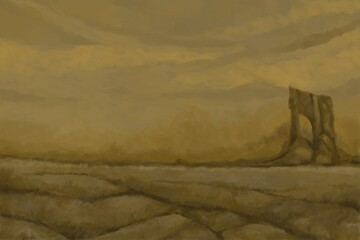 Abstract Landscape Painting - digital painting. The picture is painted by hand on a tablet. © neurostructure