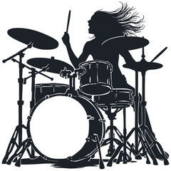 Fototapeta premium Captivating Black and White Silhouettes of Drummers in Dynamic Performances
