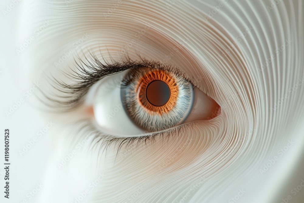 Aufkleber Close up view of a human eye showcasing intricate details and unique coloration with artistic swirling background. Generative AI