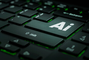 keyboard with a AI logo, artificial intelligence