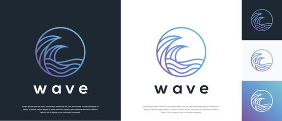 Wave logo design illustration. Nature wave logo template.
