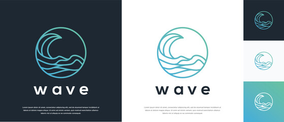 Wave logo design illustration. Nature wave logo template.