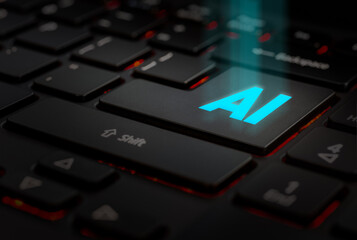 keyboard with a AI logo, artificial intelligence