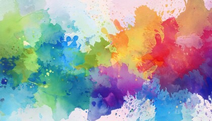 Vibrant Watercolor Abstraction Expressive Brushstrokes Bring a Fusion of Colors to Life, Emulating a Whimsical Dreamscape.