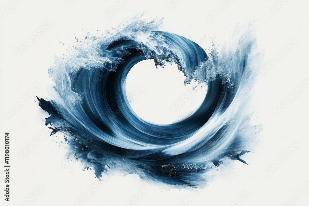 Aufkleber a minimalist 2d design of a wave forming a perfect spiral, drawn with sharp, clean strokes in deep b