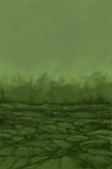 Abstract Landscape Painting - digital painting. The picture is painted by hand on a tablet. © neurostructure
