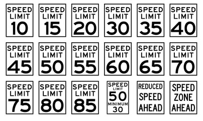 USA traffic speed limit signs board vector image, Editable signboard images