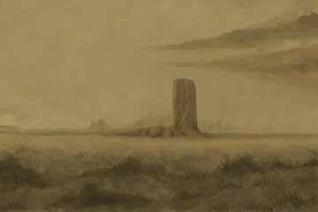 Abstract Landscape Painting - digital painting. The picture is painted by hand on a tablet. © neurostructure