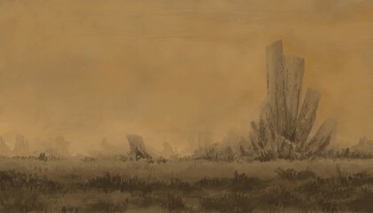 Abstract Landscape Painting - digital painting. The picture is painted by hand on a tablet. © neurostructure