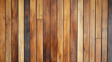 Fototapeta premium Polished Teak Wood Plank Texture with Straight Grain Lines, Golden-Brown Hues, and Lightly Oiled Surface for Luxurious Tropical Feel