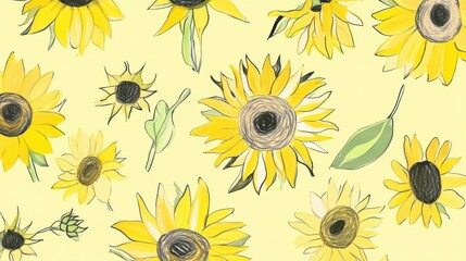 flower, sunflower, summer, sun, nature, yellow, vector, floral, sunflowers, plant, illustration, flowers, design, spring, color, pattern, orange, blossom, beauty, garden, petal, leaf, field, flora, br
