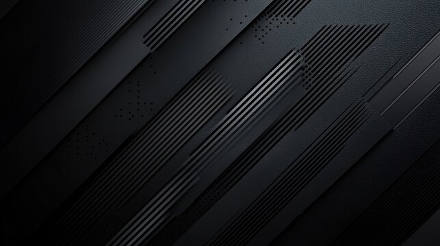 Dark abstract design with diagonal lines. Modern graphic cover with premium gradient. 3D business presentation. Stylish, elegant design for presentations. Textured design with carbon fiber metallic