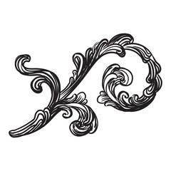 Hand drawing vintage baroque swirl element vector