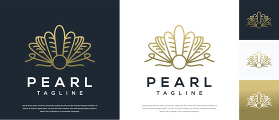 Shell pearl logo design illustration. Shell pearl logo template.