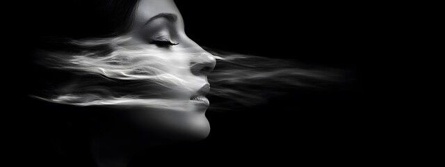 Fototapeta premium Dramatic black and white portrait of a woman 