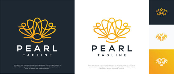 Shell pearl logo design illustration. Shell pearl logo template.