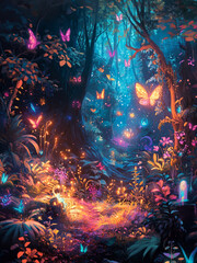 Mystical Creatures in Fantasy Forest
