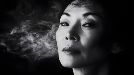 Dramatic black and white portrait of a woman
