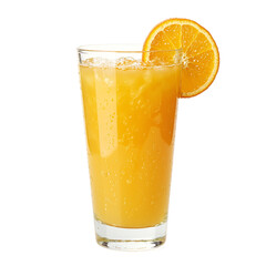 Freshly squeezed orange juice in a clear glass with condensation droplets