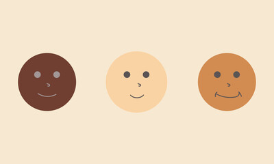 Smiling Faces of Different Skin Tones. Inclusivity, Simple Shapes, Positivity.