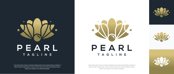 Shell pearl logo design illustration. Shell pearl logo template.
