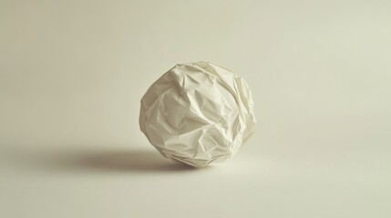 Crumpled white paper ball on light background.