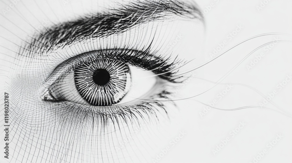 Aufkleber close up of a human eye showcasing intricate details and patterns in the iris and eyelashes. generat