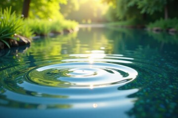 Soft water ripples on a serene summer morning, bokeh, outdoor, atmosphere