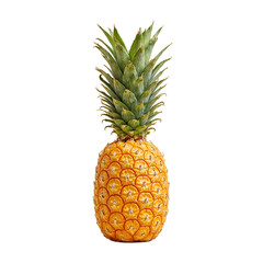 Fototapeta premium Fresh ripe pineapple with vibrant green crown on beige background