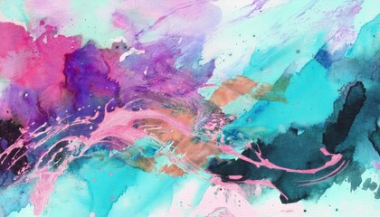 Vibrant and Whimsical Watercolor Abstraction Capturing the Tranquil Mood of a Starlit Night
