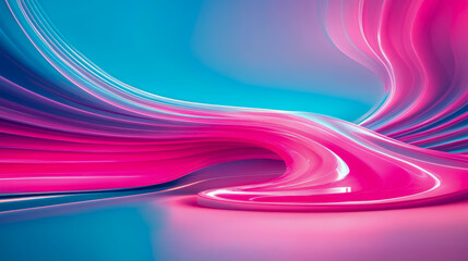 Abstract Swirling Pink and Blue Forms: A Dynamic 3D Render