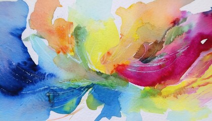 Vibrant Watercolor Abstraction HandPainted Swirls of Color and Texture on a Mystical Landscape,...