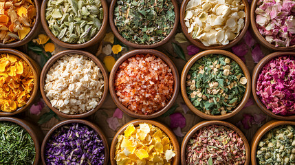Colorful display of natural ingredients for custom dishes and unique creations