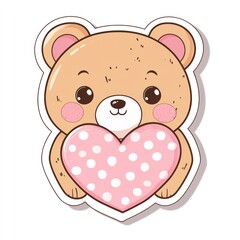 Fototapeta premium Cute bear holding heart, Valentine's Day card design
