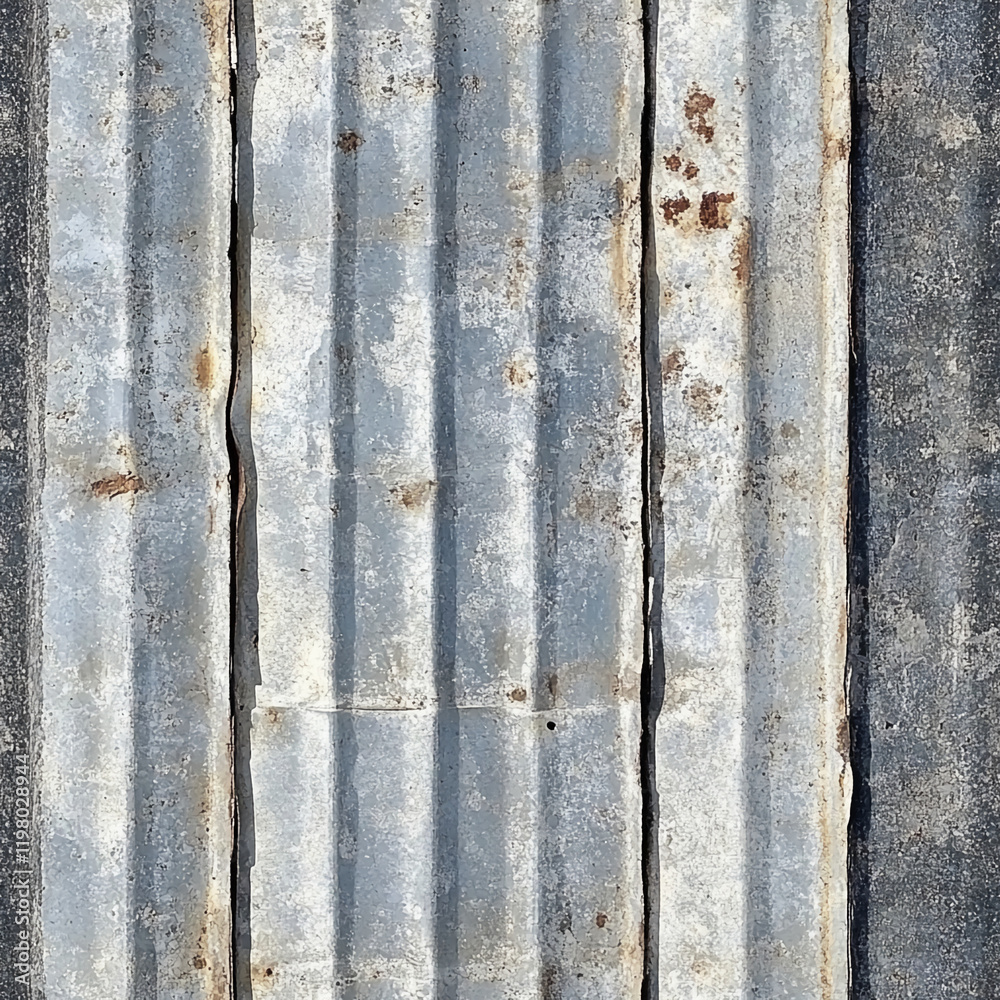 Poster Weathered corrugated metal texture with rust and cracks