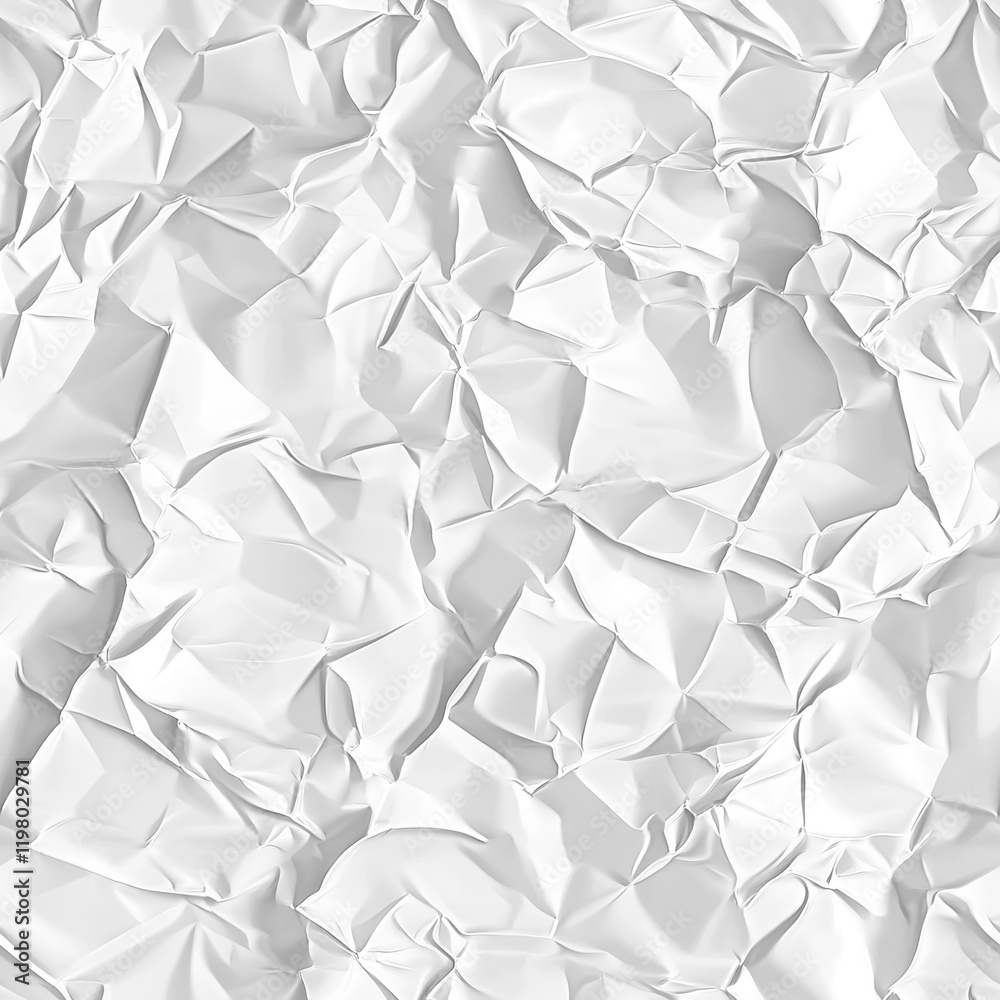 Poster wrinkled white paper texture with a crumpled pattern