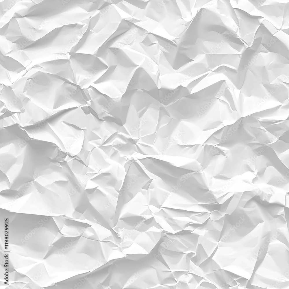 Poster white crumpled paper texture with detailed folds and patterns