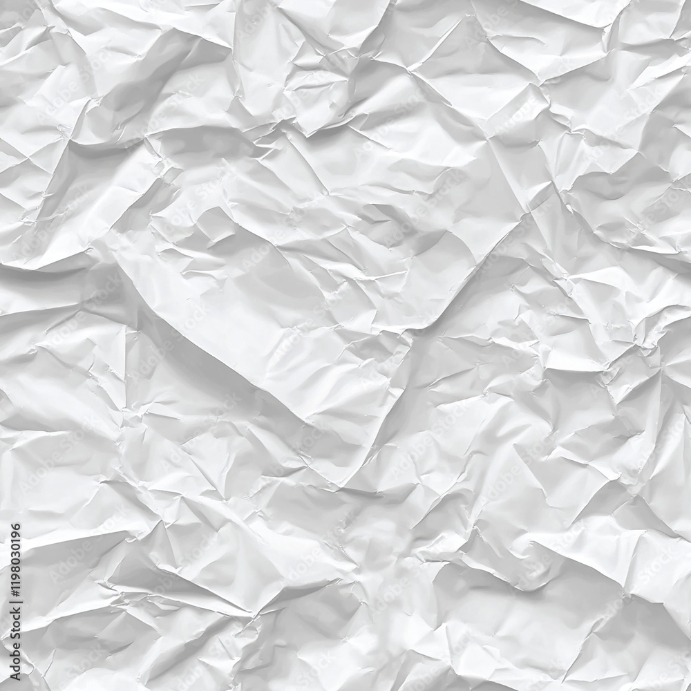 Aufkleber White crumpled paper texture with detailed folds and irregular patterns