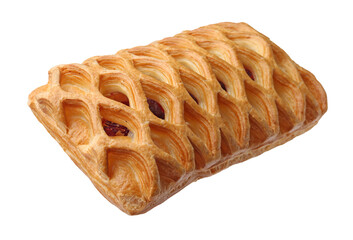 Delicious mesh puff pastry isolated on white