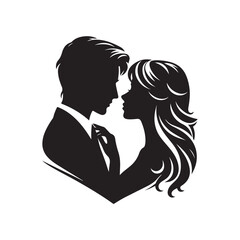 Black Color romantic couple silhouette design Vector Illustration, Solid White Background (41).eps