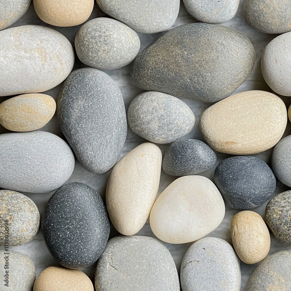 Poster Natural pebble stone texture with smooth beige and gray patterns