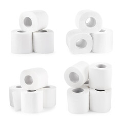 Toilet paper rolls isolated on white, set