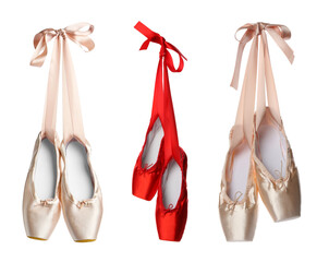 Red and beige ballet shoes isolated on white, set © New Africa
