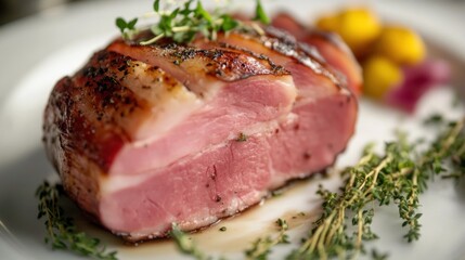 Savor the Exquisite Taste: A Delectable Roasted Pork Belly with Thyme