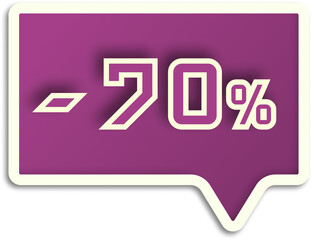 Tag balloon for promotion, label, purple and beige, with shadow, 70%.	