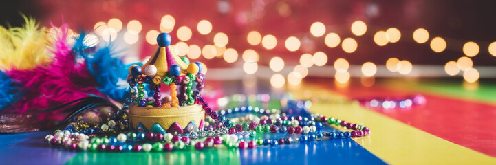 Festive Mardi Gras Carnival Crown Beads Feathers