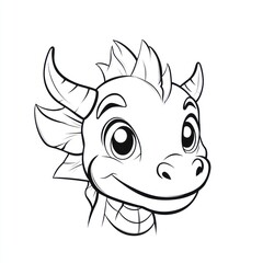 Cute baby dragon head illustration, fantasy, children's book